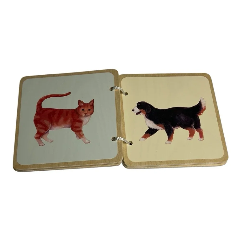 Lovevery Wooden Farm Animal Chicken Cow Horse Pig Wood Board Book Learn